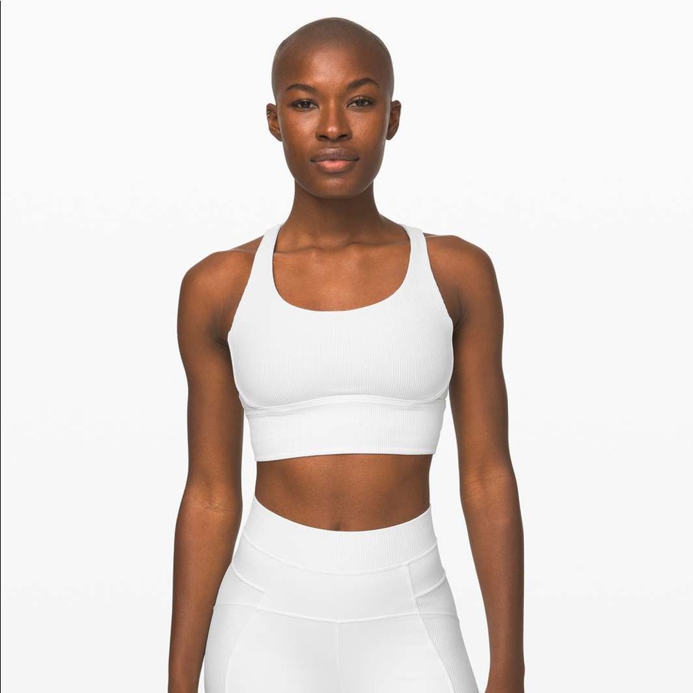 Lululemon Energy Bra *Long Line Texture Ribbed White Size 6